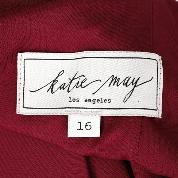 Katie May Gown Dress Womens 16 Burgundy Strapless Open Back Long Sheer Scarf - Picture 4 of 16